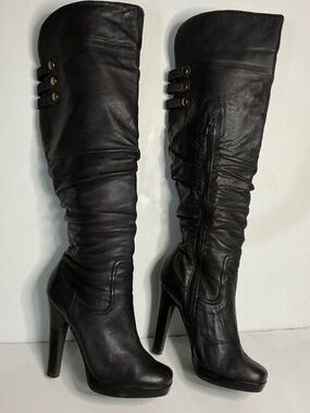 Jessica Simpson 4 inch knee high brown leather boots size 7.5